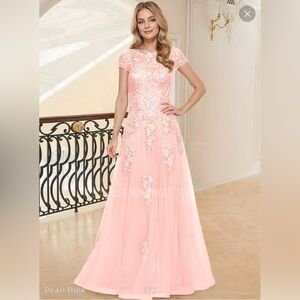 Missacc Dreamy Illusion Semi Sheer Illusion Neck Mother Of The Bride with Lace